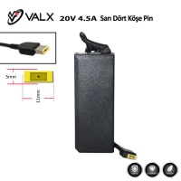 Valx LA-20075 20V 4.5A 90W Sarı Dörtköşe Pin Adap.  LENOVO KARE 